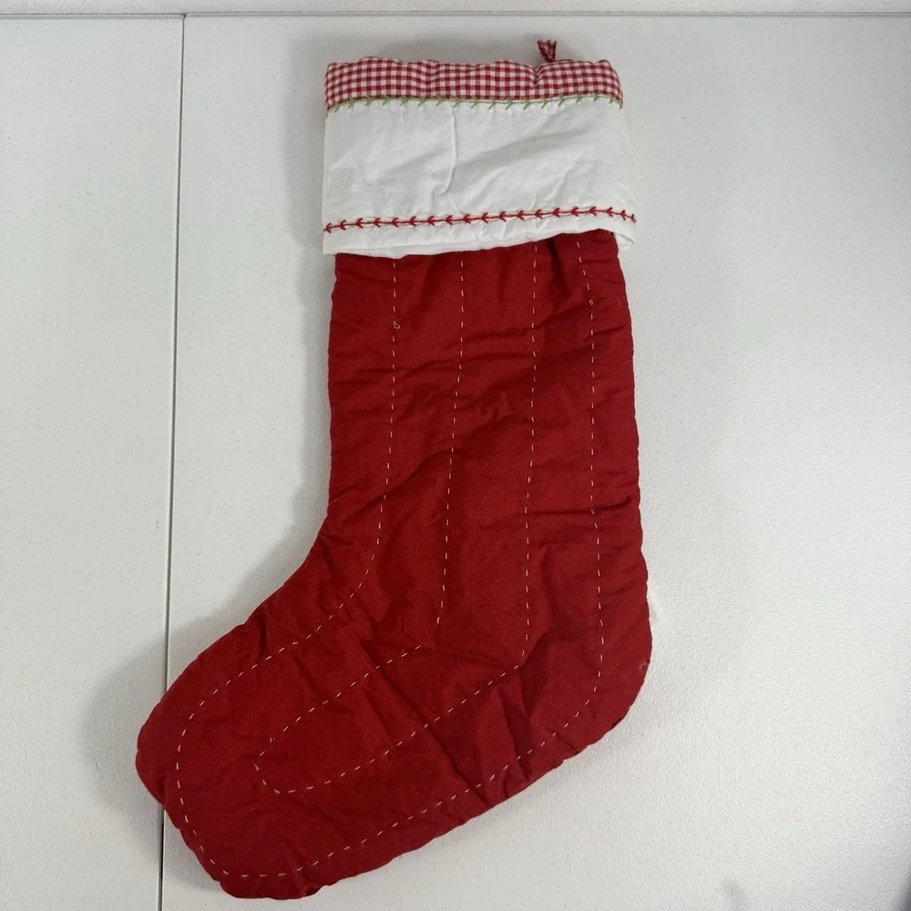 Pottery Barn Kids‎ Quilted Cotton Angel Gingham Christmas Name Jessica Stocking
